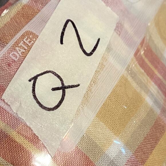 Lucky Brand Men's Classic Fit Cotton Linen Coral Yellow Plaid Button Shirt Med - Picture 8 of 8